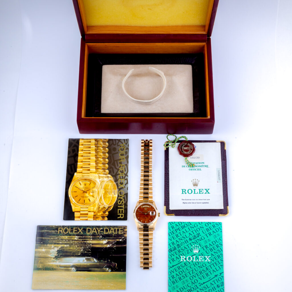 Rolex Day-Date Wood Dial 18238 1989 (vollständiger Satz) 15 Rolex Day-Date 18238