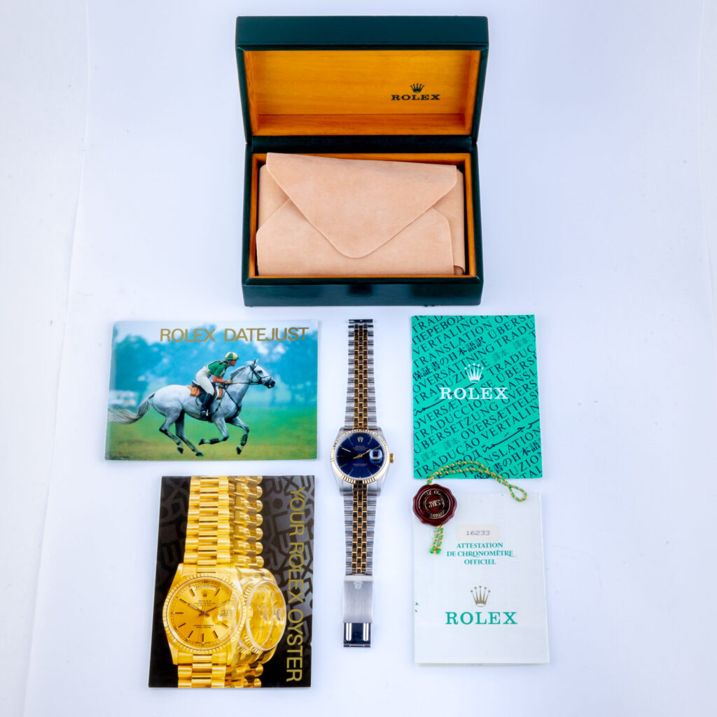 Rolex Oyster Perpetual Datejust Blue 16233 1990 (Full Set) 15 3F2A2979 1CG 3M scaled Langedyk Vintage Watches