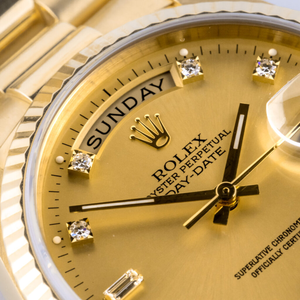 Rolex Oyster Perpetual Day-Date Champagne Diamond 18238 1989 (Vollständiger Satz) 9 Rolex Day-Date 18238