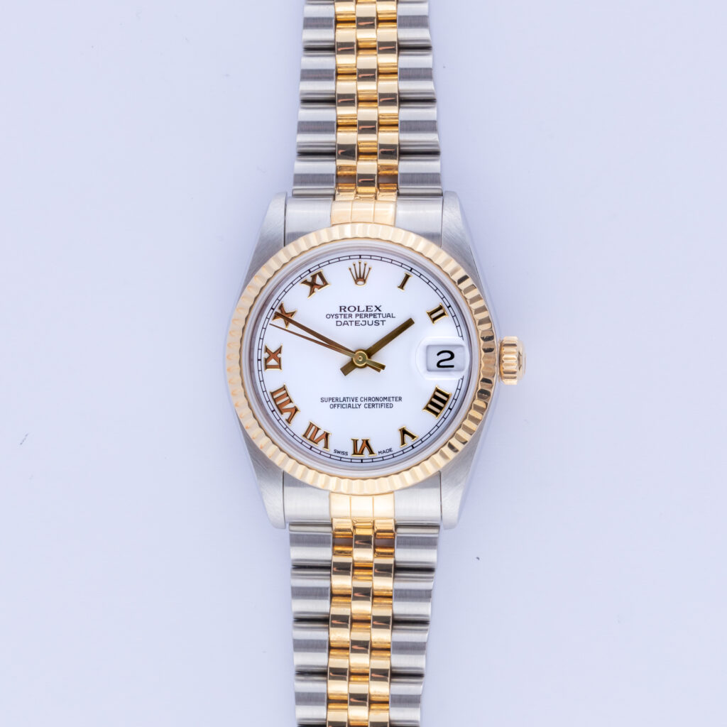 Rolex Oyster Perpetual Datejust Mid-Size White Roman 68273 1996 (Vollständiger Satz) 9 Rolex Lady-Datejust 68273