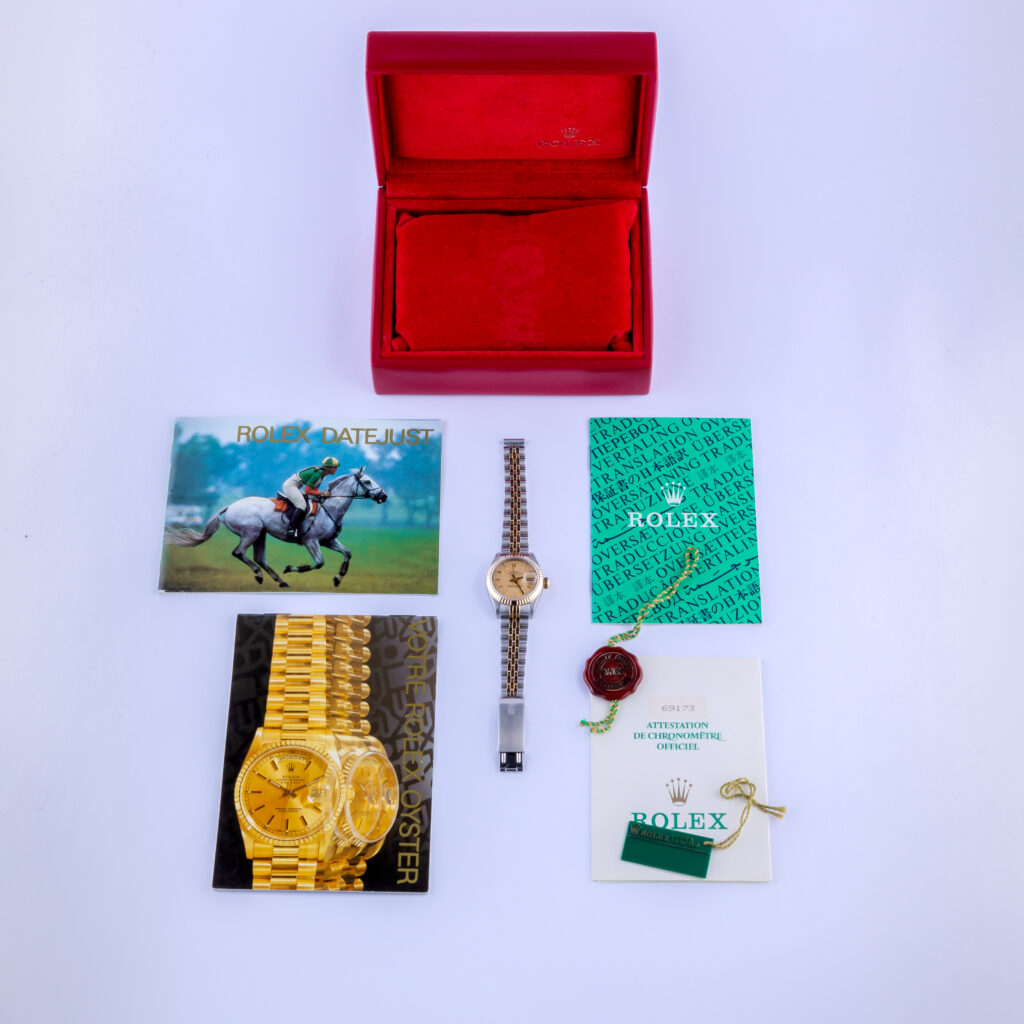 Rolex Lady-Datejust Champagne Tapestry 69173 1995 (Volledige Set) 15 Rolex Lady-Datejust 69173