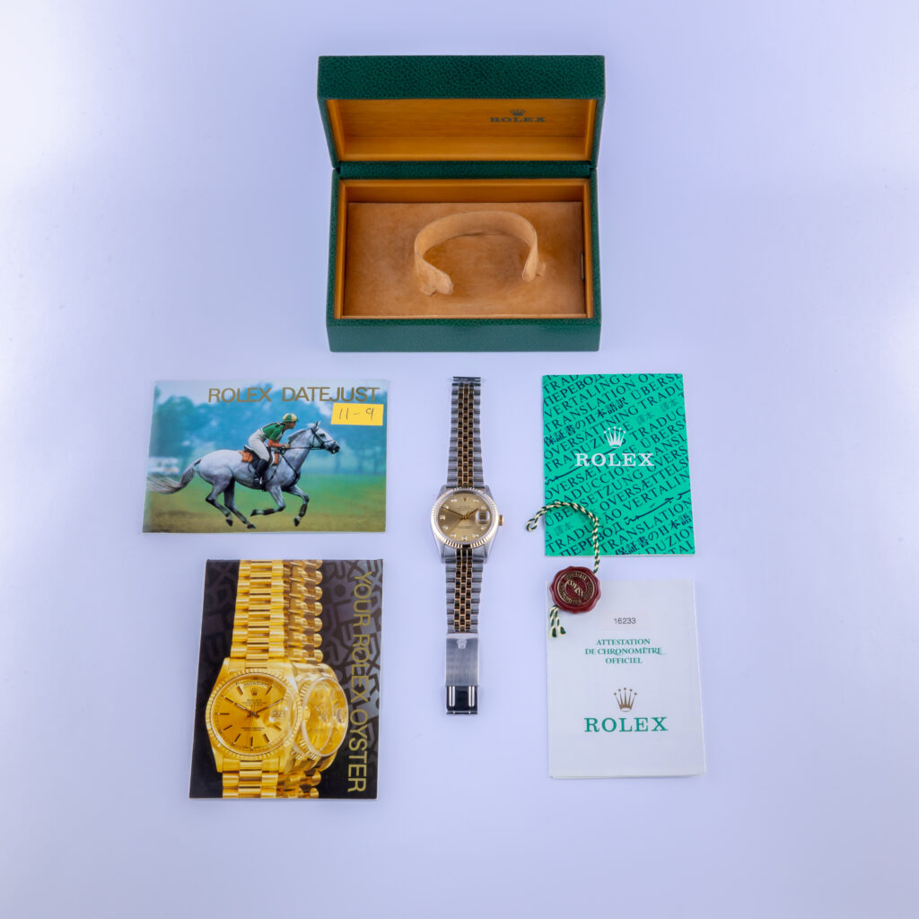 Rolex Oyster Perpetual Datejust Champagne Diamond 16233 1998 (Full Set) 15 2E0B5441 1CG 3M Langedyk Vintage Watches