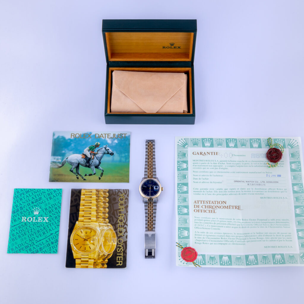 Rolex Oyster Perpetual Datejust Blue 16233 1999 (Full Set) 15 2E0B7365 1CG 3M Langedyk Vintage Watches