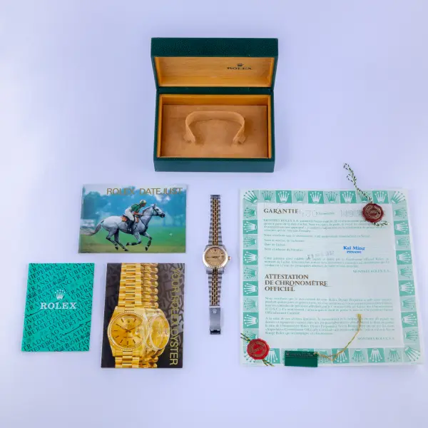Rolex Datejust Mid-Size Champagne Tapestry 68273 1995 (Full Set) - Image 8
