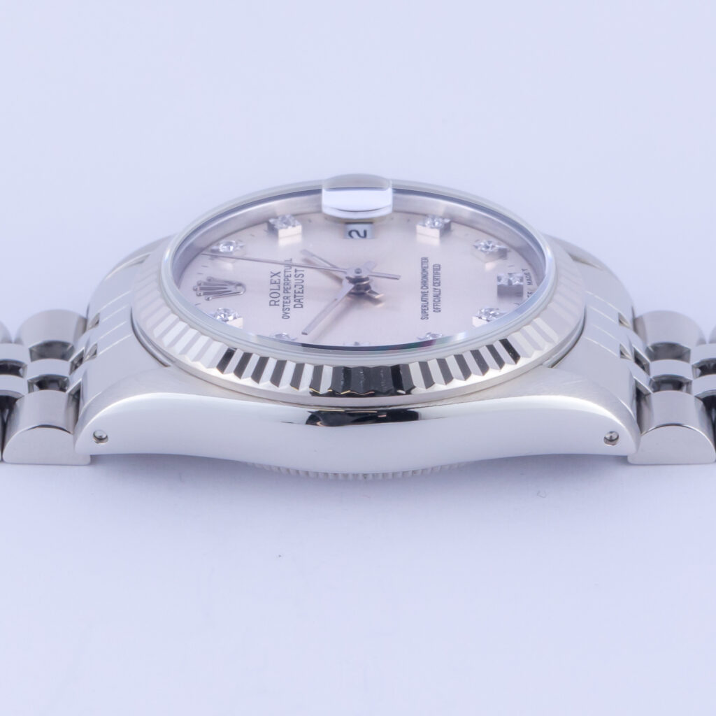 Rolex Oyster Perpetual Datejust Mid-Size Silver Diamond 68274 1990 (Vollständiger Satz) 12 Rolex Datejust 68274