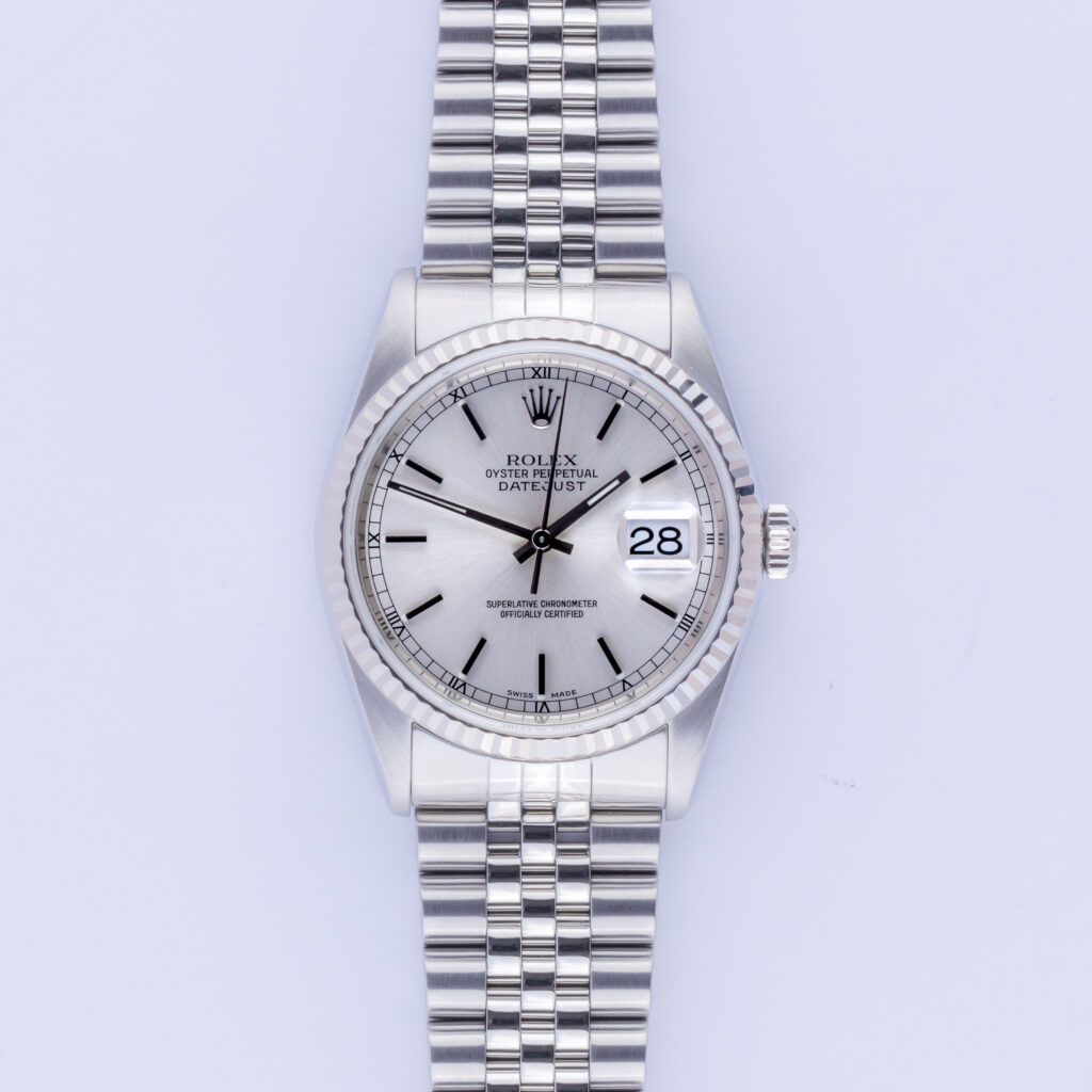 Rolex Oyster Perpetual Datejust Silver 16234 2001 (Vollständiger Satz) 10 Rolex Datejust 16234