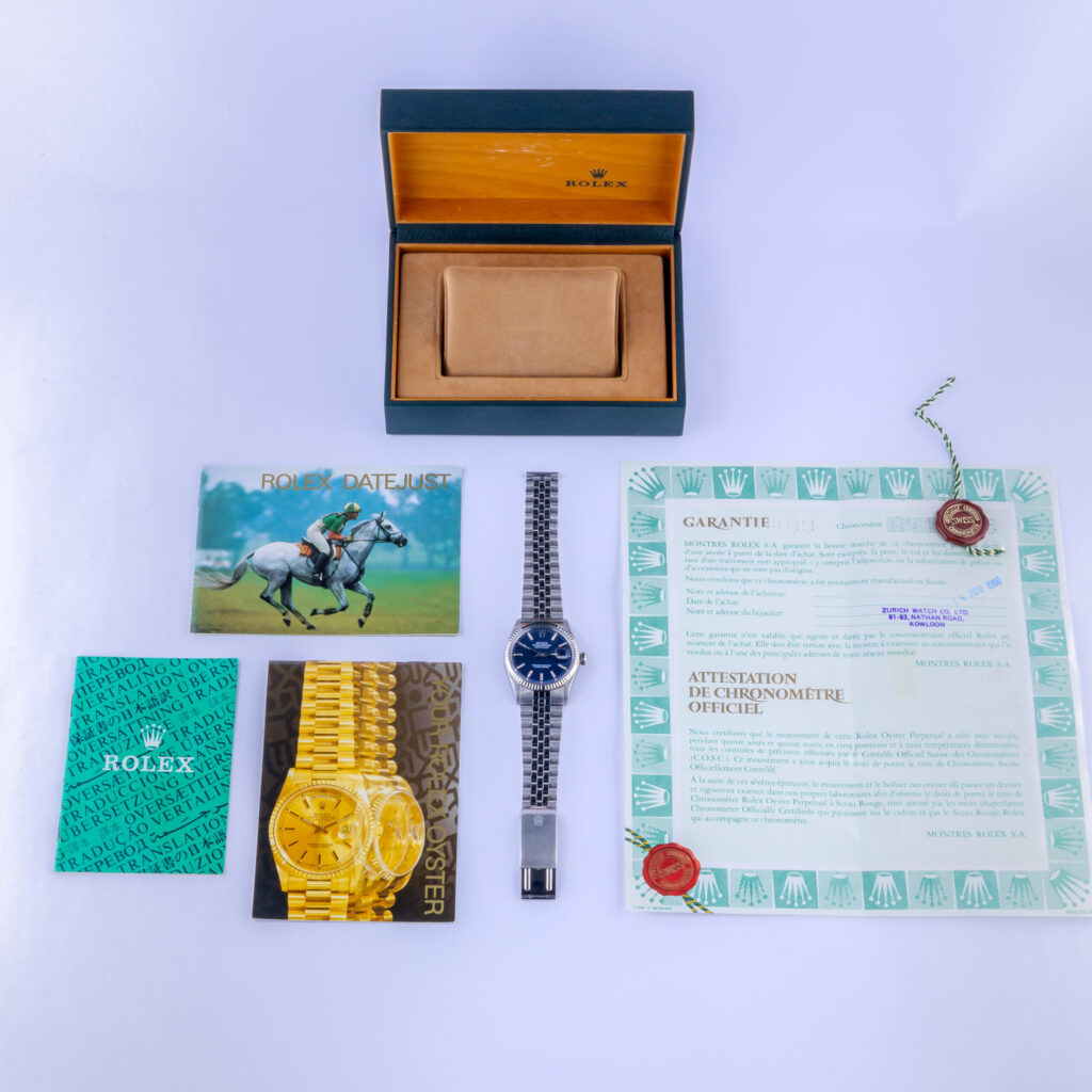 Rolex Oyster Perpetual Datejust Blue 16014 1988 (Full Set) 15 2E0B4100 1CG 3M scaled Langedyk Vintage Watches