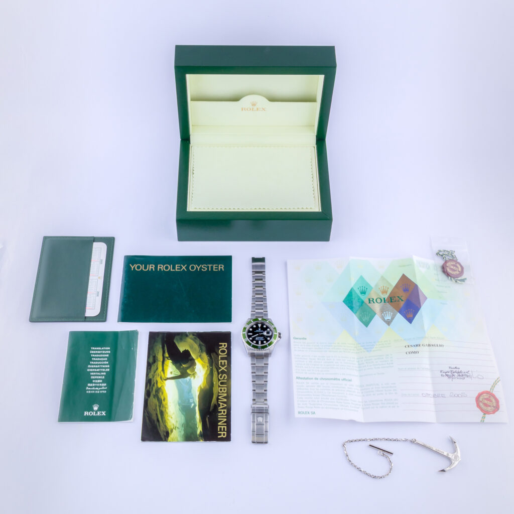 Rolex Oyster Perpetual Submariner "Kermit" Flat 4 16610 2005 (Volledige Set) 15 rolex-submariner-16610lv-5