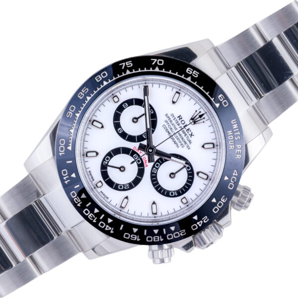 Rolex Daytona reference 116500LN from 2023 including full set. The Rolex Daytona reference 116500LN measures a 40mm stainless steel case and features a stainless steel Oyster bracelet and a black ceramic  bezel. The Rolex Daytona 116500LN is powered by an in-house Caliber 4130 movement that features a chronograph function, allowing you to time your activities with accuracy and ease.Every watch sold by Langedyk Vintage Watches is included with a LVW watch box, Authenticity report and free worldwide (insured) shipment. In addition, every pre-owned watch is offered with our 12-month warranty from the date of purchase.If you have any inquiries or would like to receive additional information about this watch, please feel free to contact us by phone or email. We will respond to your request as soon as possible.Please also have a look at our full collection of Rolex Daytona watches.
