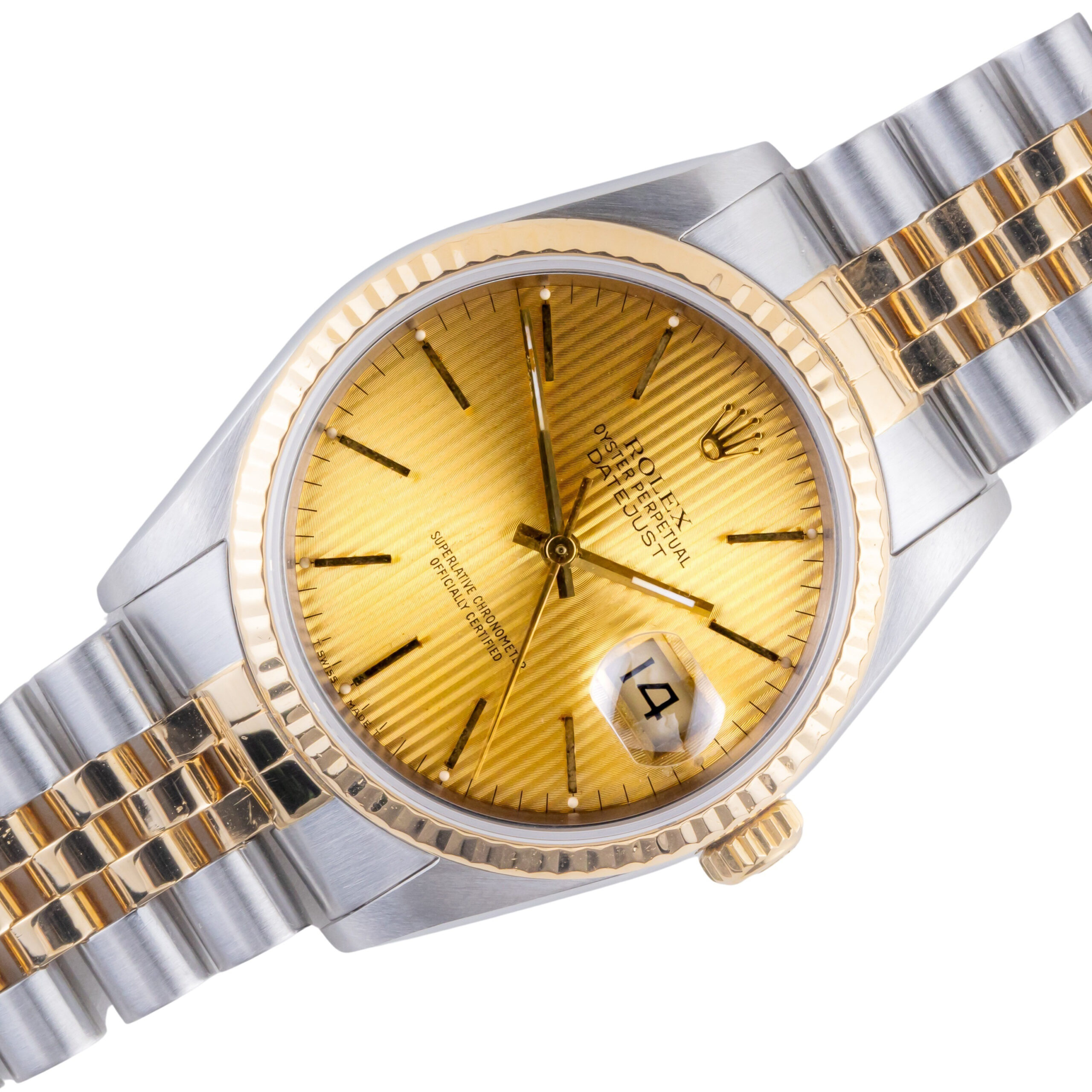 Rolex Oyster Perpetual Datejust Champagne Tapestry 16233 1991 (Vollständiger Satz) 1 rolex-datejust-16233-140