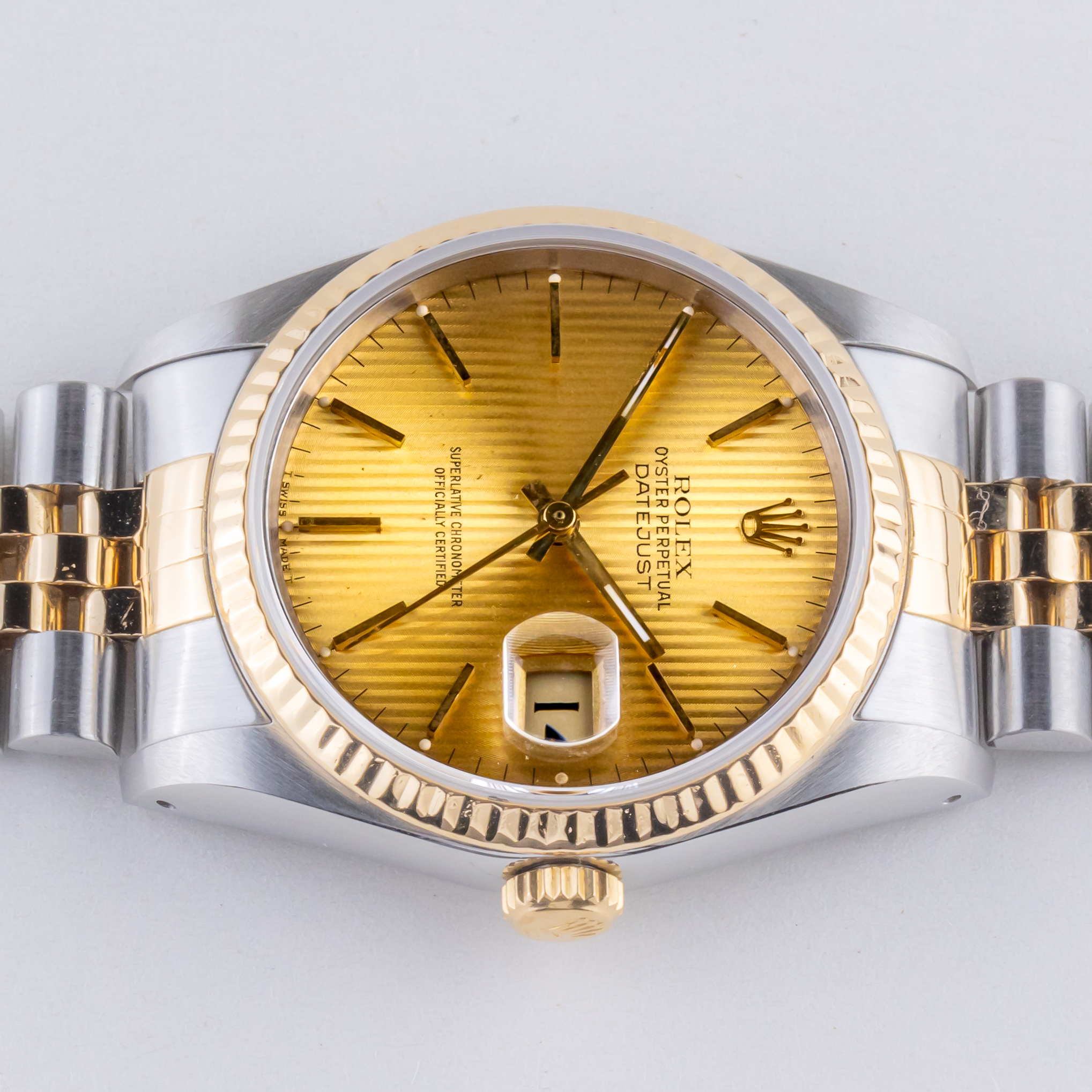Rolex Oyster Perpetual Datejust Champagne Tapestry 16233 1991 (Vollständiger Satz) 6 rolex-datejust-16233-140