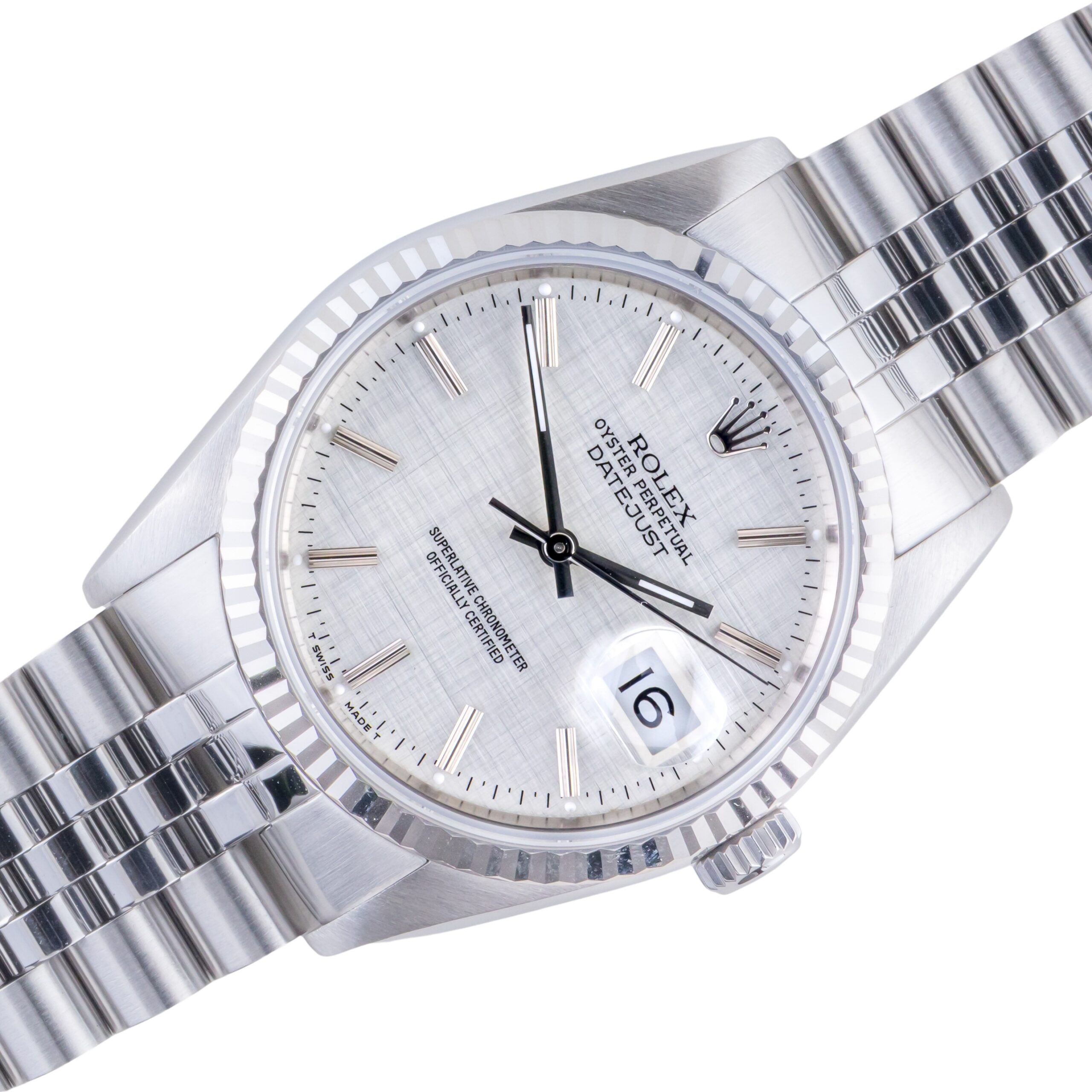 Rolex Oyster Perpetual Datejust Silver Linen 16234 1993 (Volledige Set) 1 rolex-datejust-16234-136