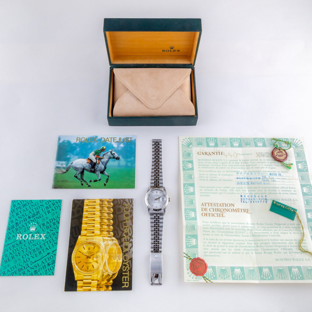 Rolex Oyster Perpetual Datejust Silver Diamond 16234 1991 (Full Set) 15 2E0B8086 1CG 3M Langedyk Vintage Watches