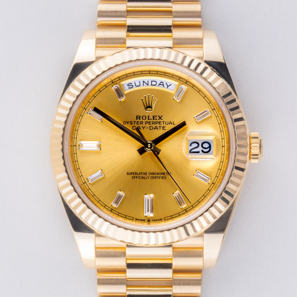 Rolex Day-Date 40 Silver Champagne Baguette 228238 2022 (Full Set) 10 rolex-day-date-228238-3