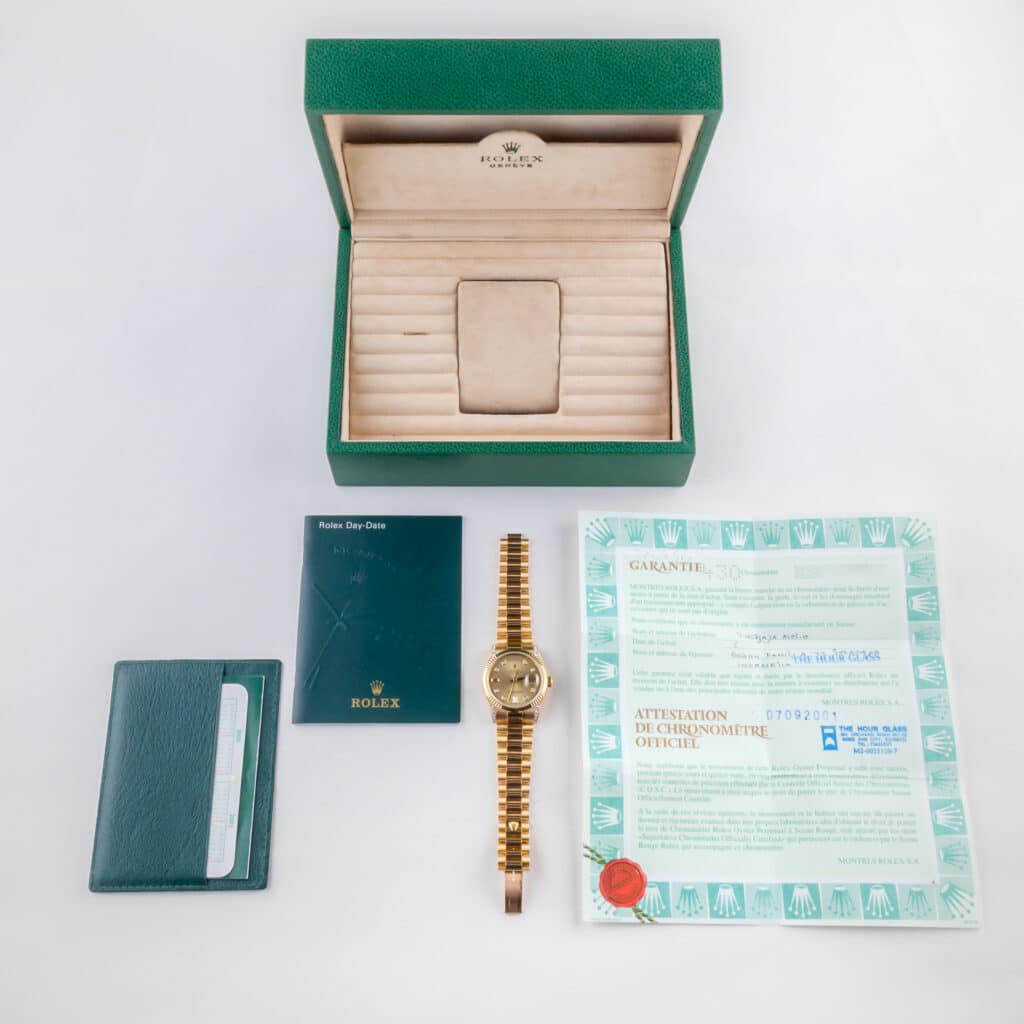 Rolex Oyster Perpetual Day-Date Champagne Diamond 118338 2000 (Volledige Set) 15 Rolex Day-Date 118338