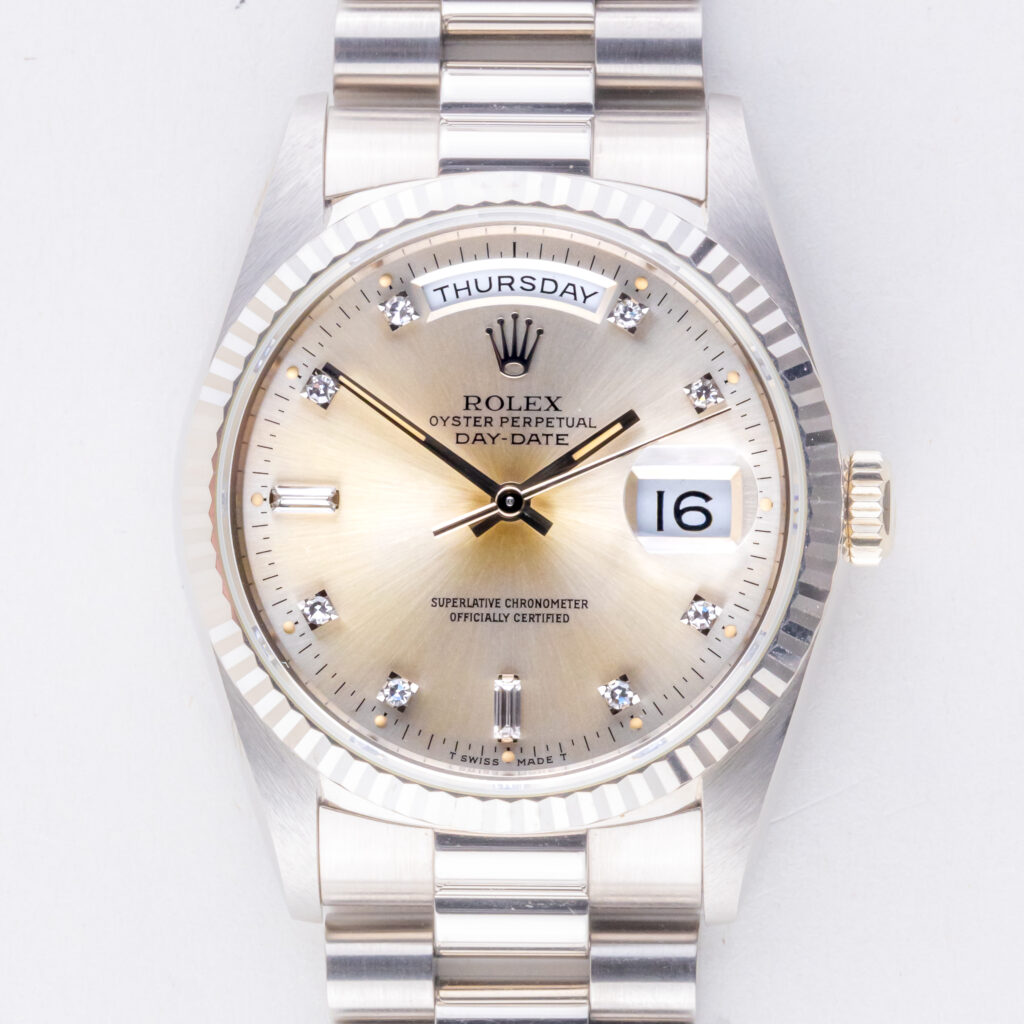 Rolex Day-Date Silver Diamond 18239 1990 (Vollständiger Satz) 10 rolex-day-date-18239-6