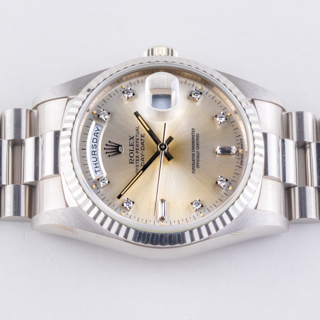Rolex Day-Date Silver Diamond 18239 1990 (Vollständiger Satz) 12 rolex-day-date-18239-6