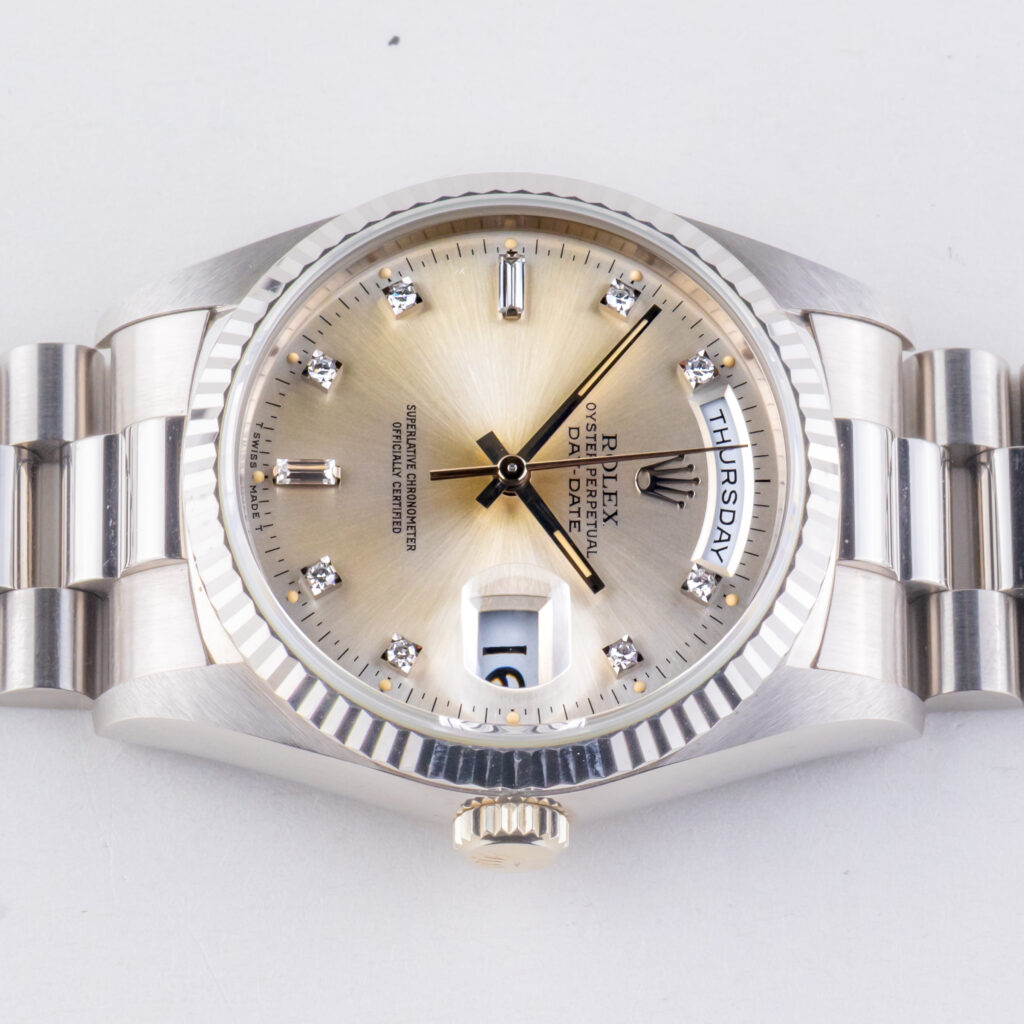 Rolex Day-Date Silver Diamond 18239 1990 (Vollständiger Satz) 13 rolex-day-date-18239-6