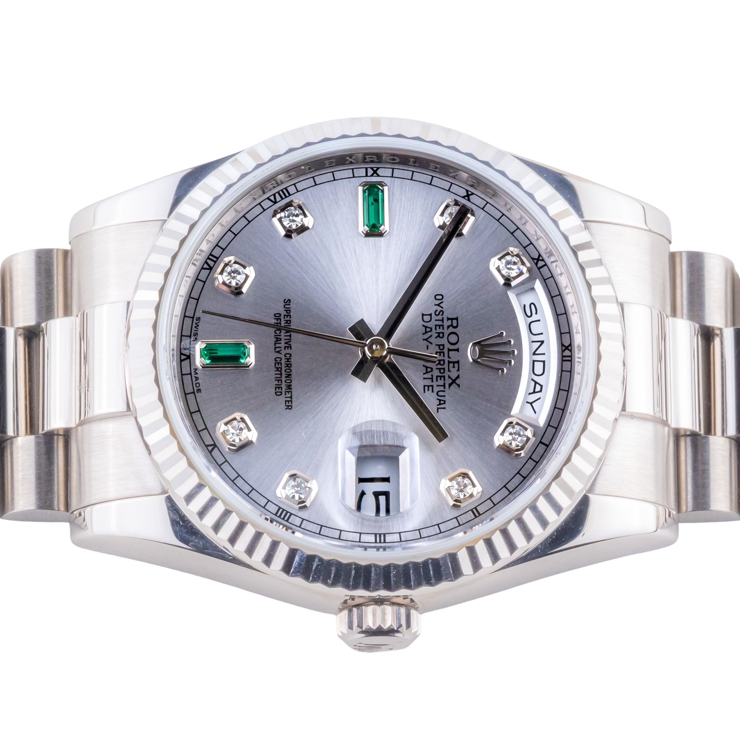 Rolex Day-Date Silver Emerald 118239 2012 (Full Set) 6 rolex-day-date-118239-8