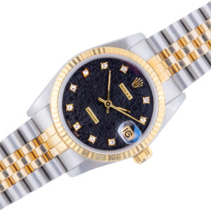 Rolex Oyster Perpetual Datejust Mid-Size Black Logo Diamond 68273 1988 (Volledige set)