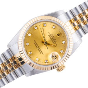 Rolex Oyster Perpetual Datejust Mid-Size Champagne Diamond 68273 1989 (Volledige set)
