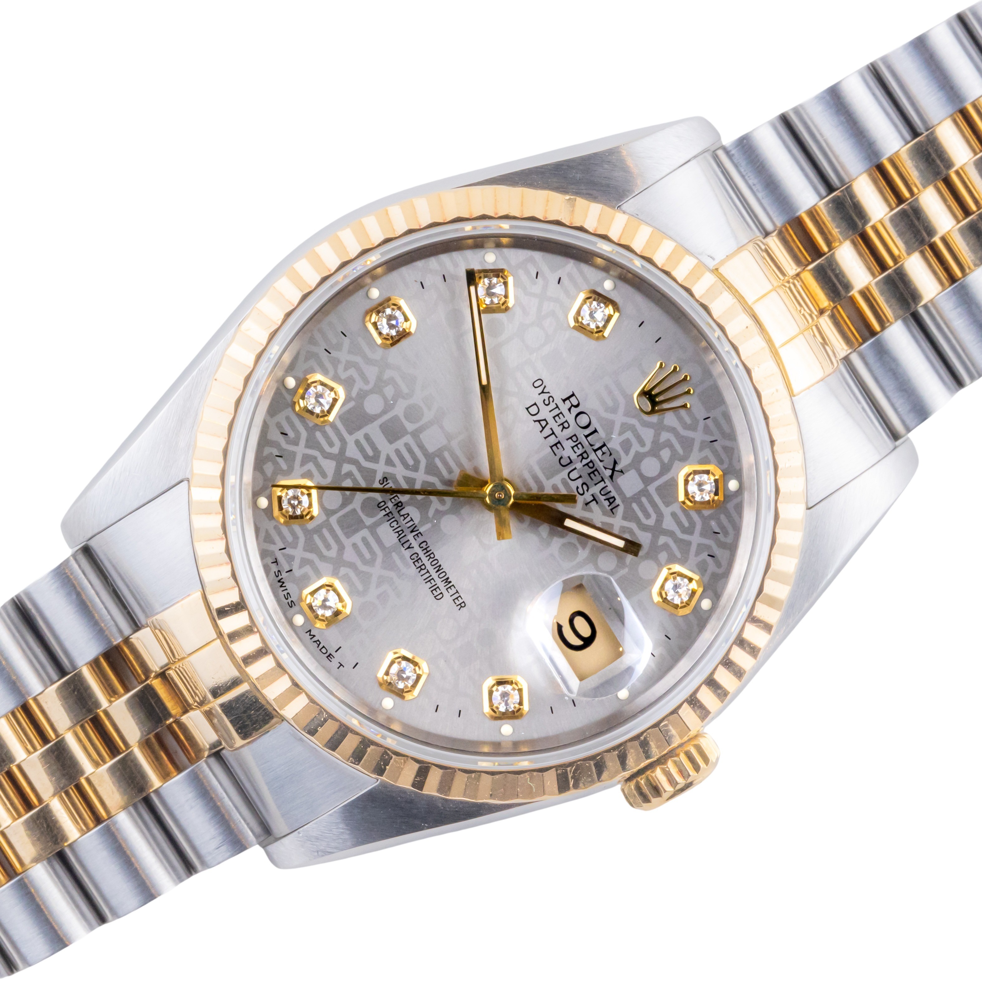 Rolex Oyster Perpetual Datejust Logo Diamond 16233 1990 (Vollständiger Satz) 1 Rolex Oyster Perpetual Datejust Logo Diamond 16233 1990 (Vollständiger Satz)