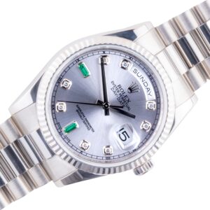 Rolex Day-Date Silver Emerald 118239 2012 (Vollständiger Setz)