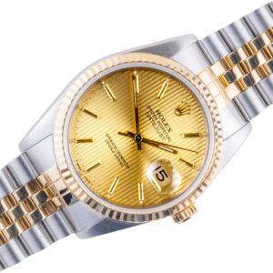 Rolex Oyster Perpetual Datejust Champagne Tapestry 16233 1989 (Volledige Set)