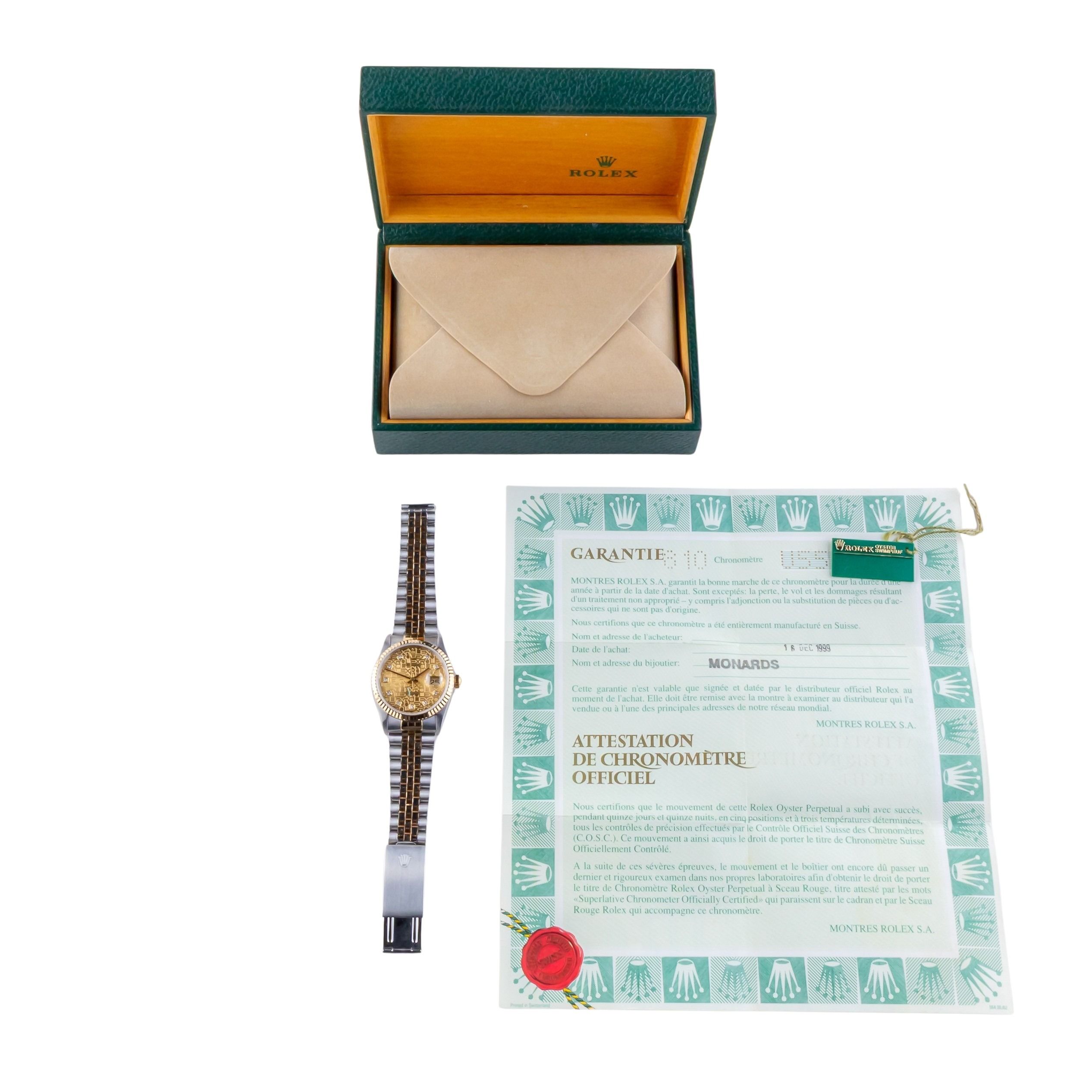 Rolex Oyster Perpetual Datejust Champagne Jubilee Diamond 16233 1997 (Full Set) 8 2E0B3484 1CG 3M