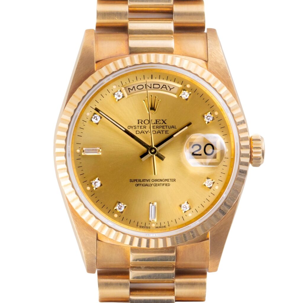Rolex Day-Date Champagne Diamond 18238 1995 9 2E0B4776 1CG 3M Langedyk Vintage Watches