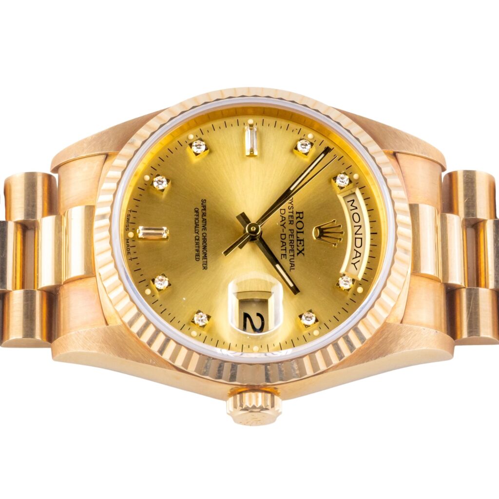 Rolex Day-Date Champagne Diamond 18238 1995 12 2E0B4786 1CG 3M Langedyk Vintage Watches