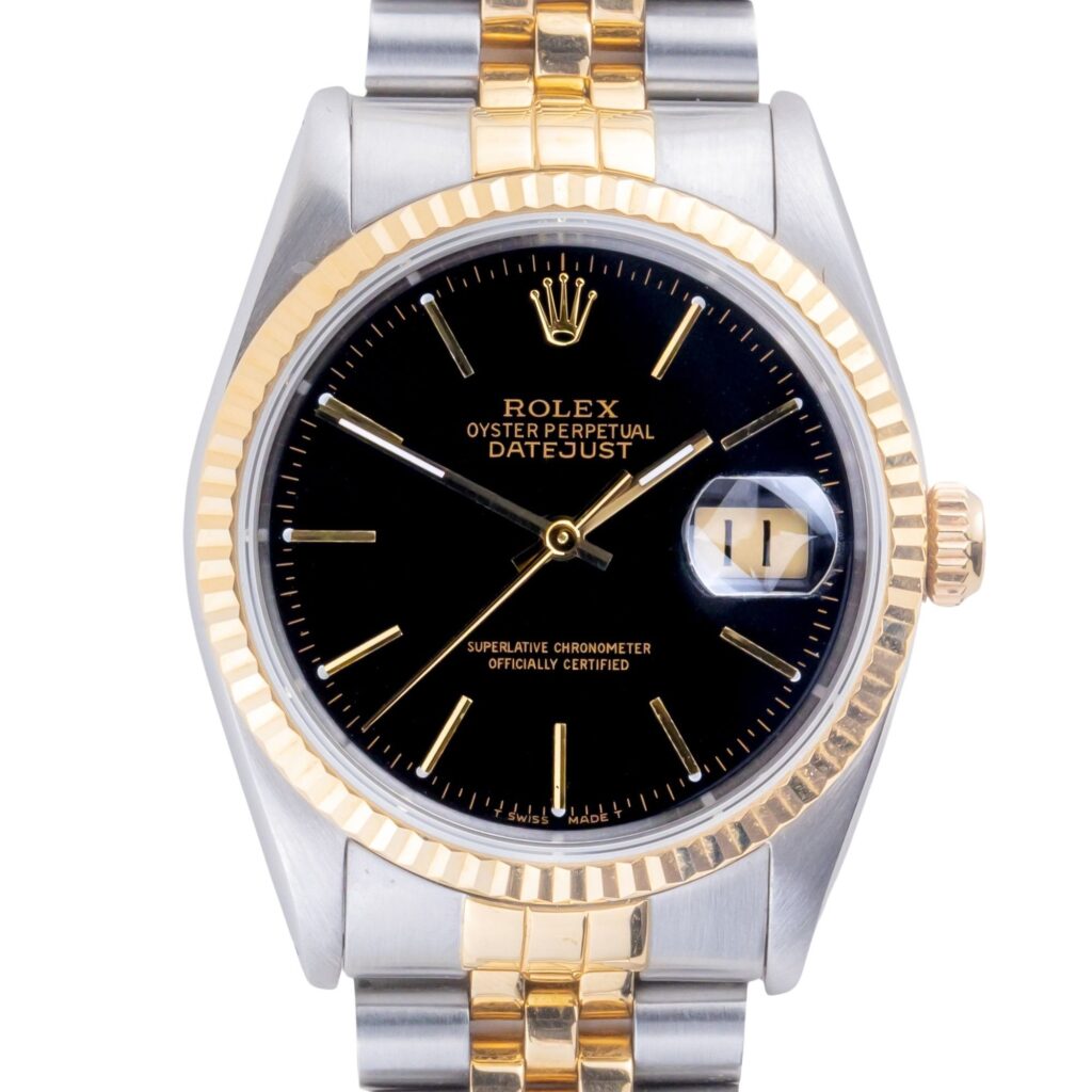 Rolex Oyster Perpetual Datejust Black 16233 1991 (Vollständiger Satz) 10 2E0B5315 1CG 3M Langedyk Vintage Watches
