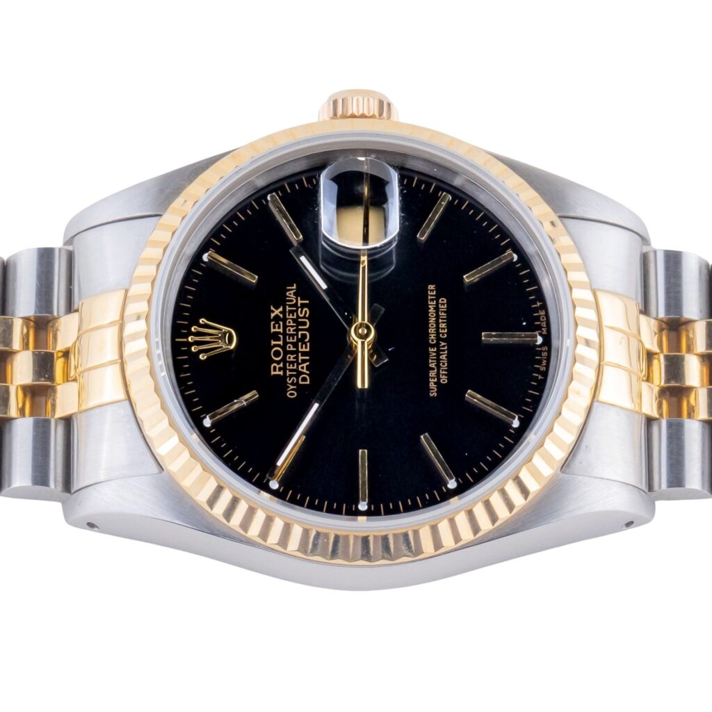 Rolex Oyster Perpetual Datejust Black 16233 1991 (Vollständiger Satz) 12 2E0B5321 1CG 3M Langedyk Vintage Watches