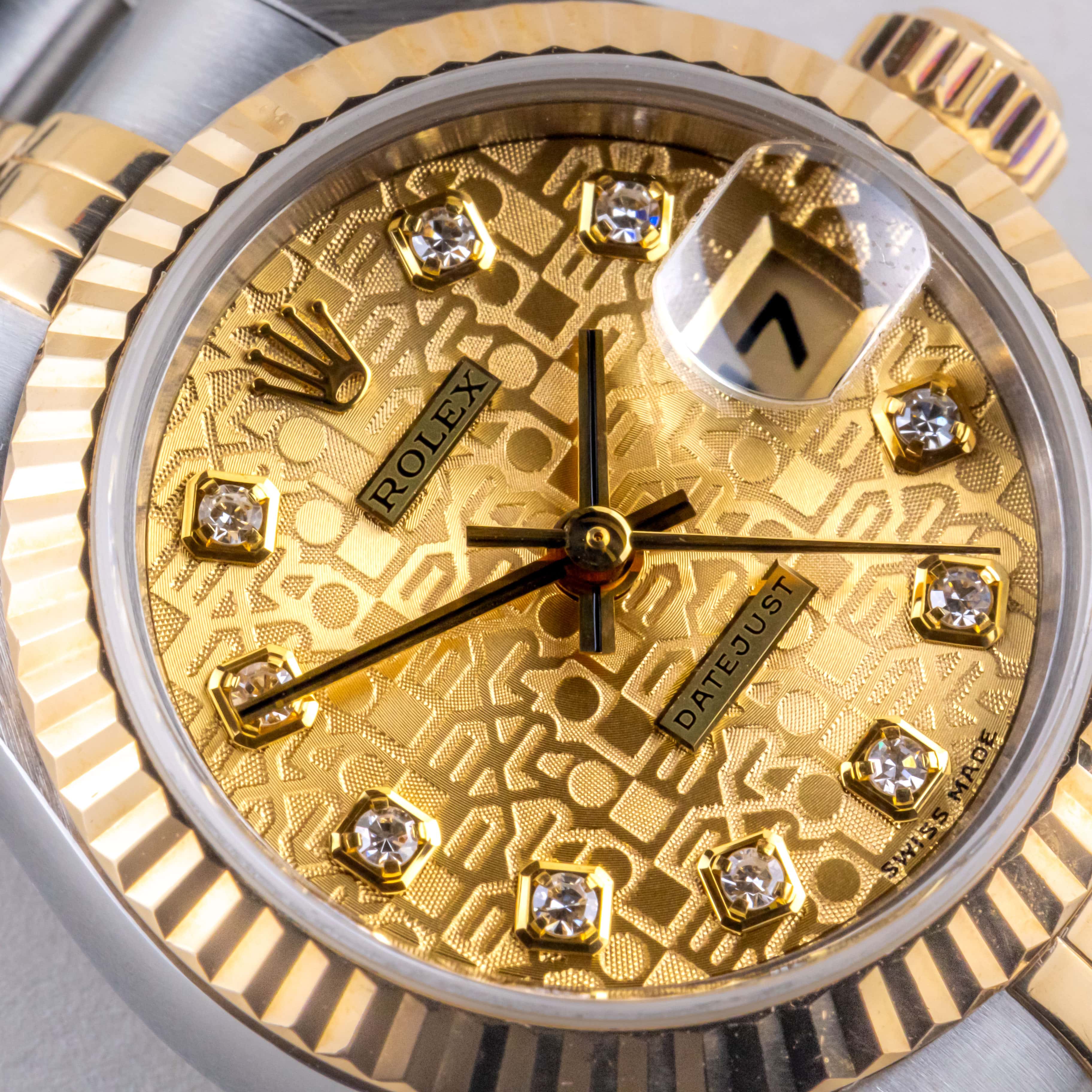 Rolex Lady-Datejust Champagne Logo Diamond 69173 1997 (Vollständiger Satz) 2 rolex-lady-datejust-69173-101