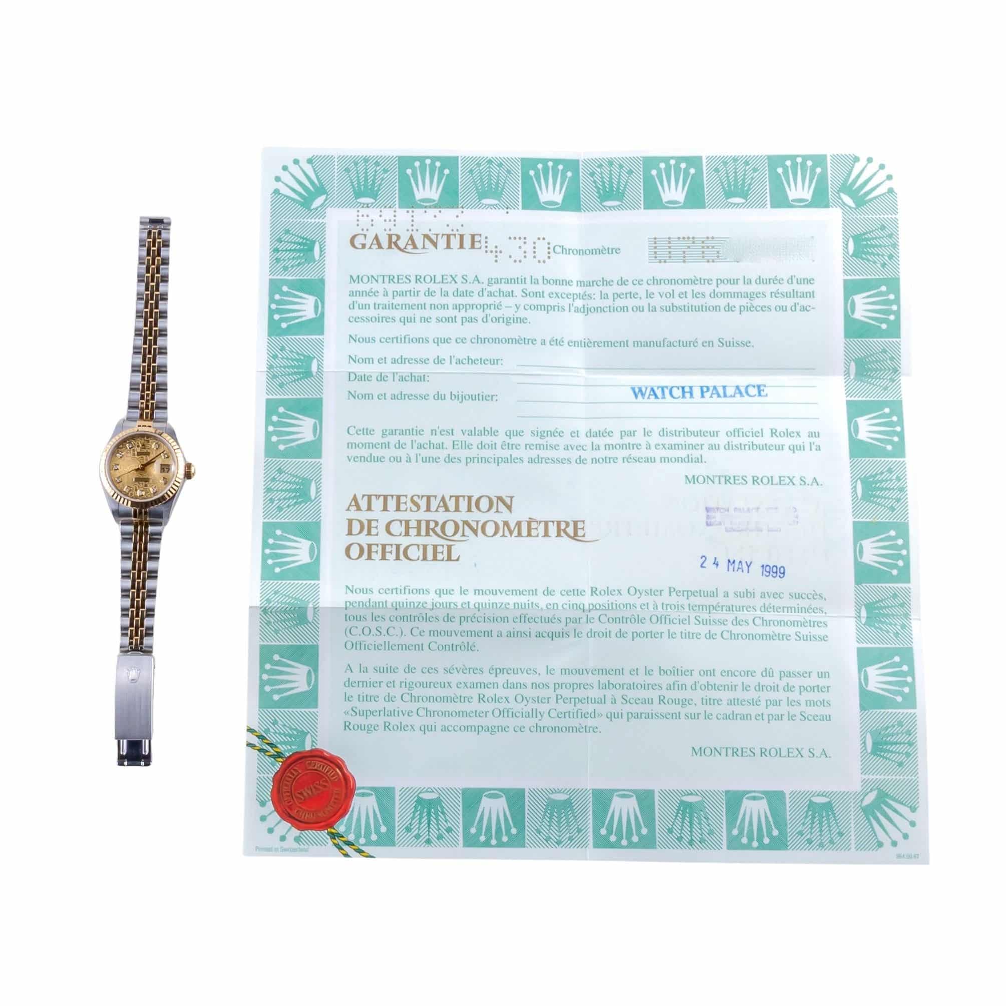 Rolex Lady-Datejust Champagne Logo Diamond 69173 1997 (Vollständiger Satz) 7 rolex-lady-datejust-69173-101