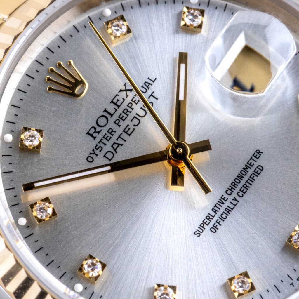 Alternative view of Rolex Oyster Perpetual Datejust Silver Diamond 16233 1990 (Volledige Set)