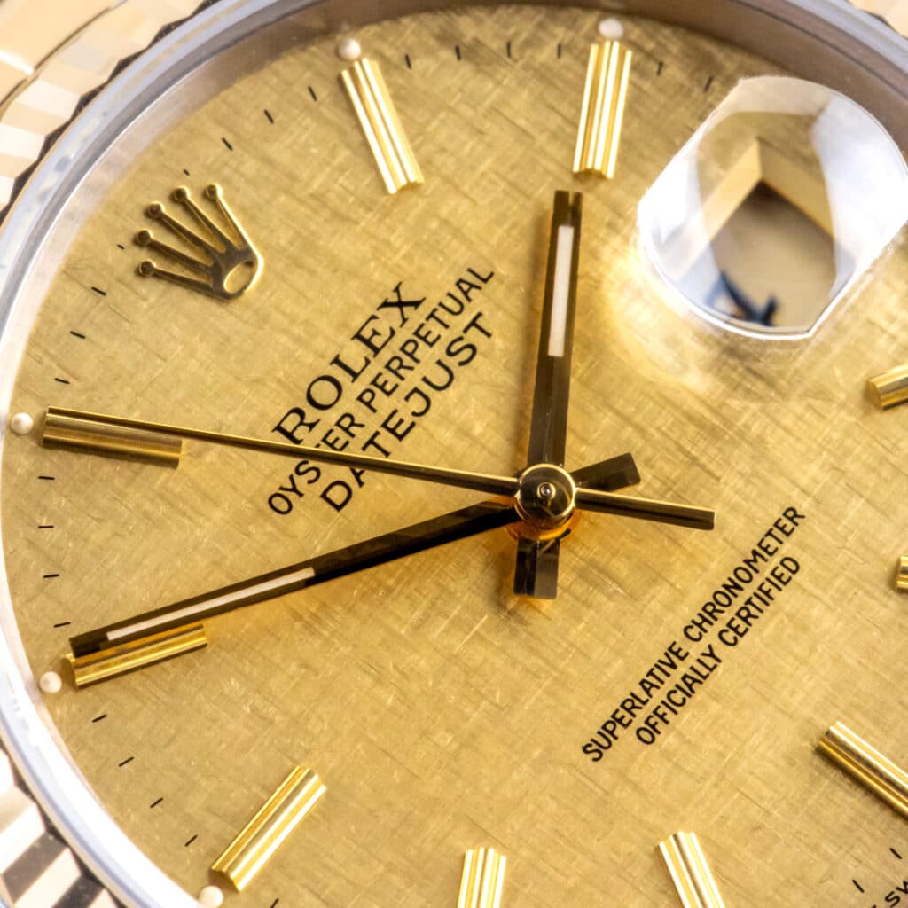 Alternative view of Rolex Oyster Perpetual Datejust Champagne Linen 16233 1991 (Vollständiger Satz)