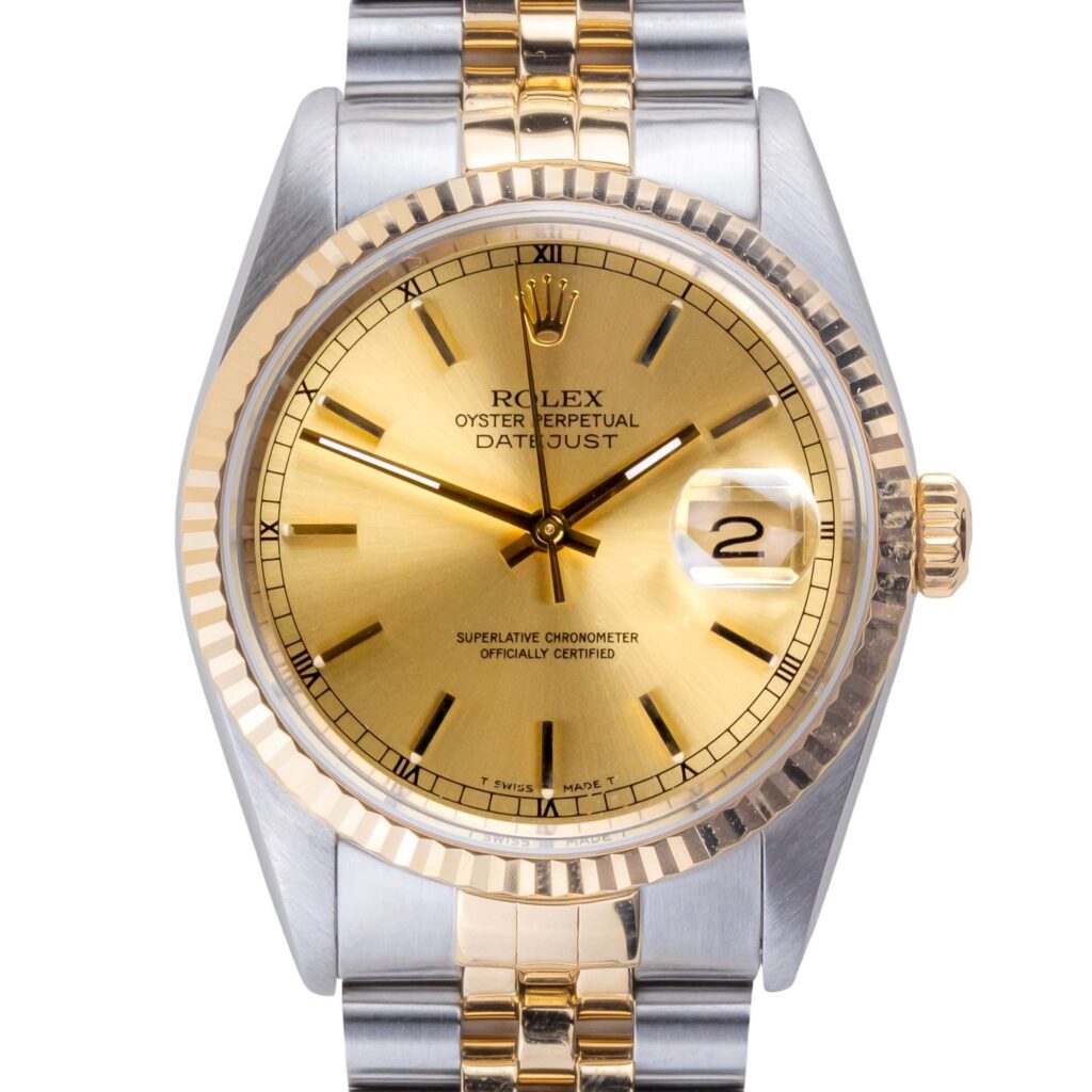 Rolex Oyster Perpetual Datejust Champagner 16233 1991 (Vollständiger Satz) 10 2E0B5999 1CG 3M Langedyk Vintage Watches