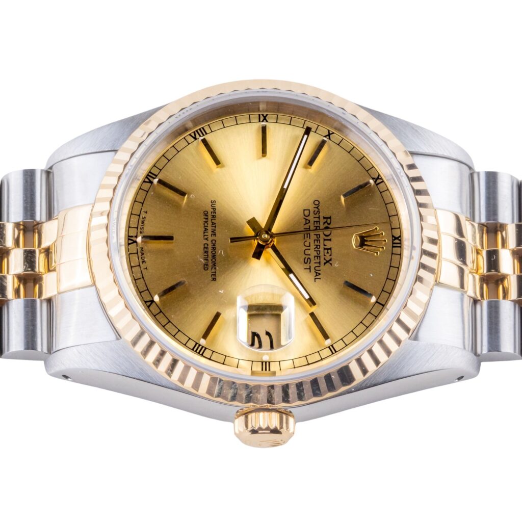 Rolex Oyster Perpetual Datejust Champagner 16233 1991 (Vollständiger Satz) 13 2E0B6008 1CG 3M Langedyk Vintage Watches