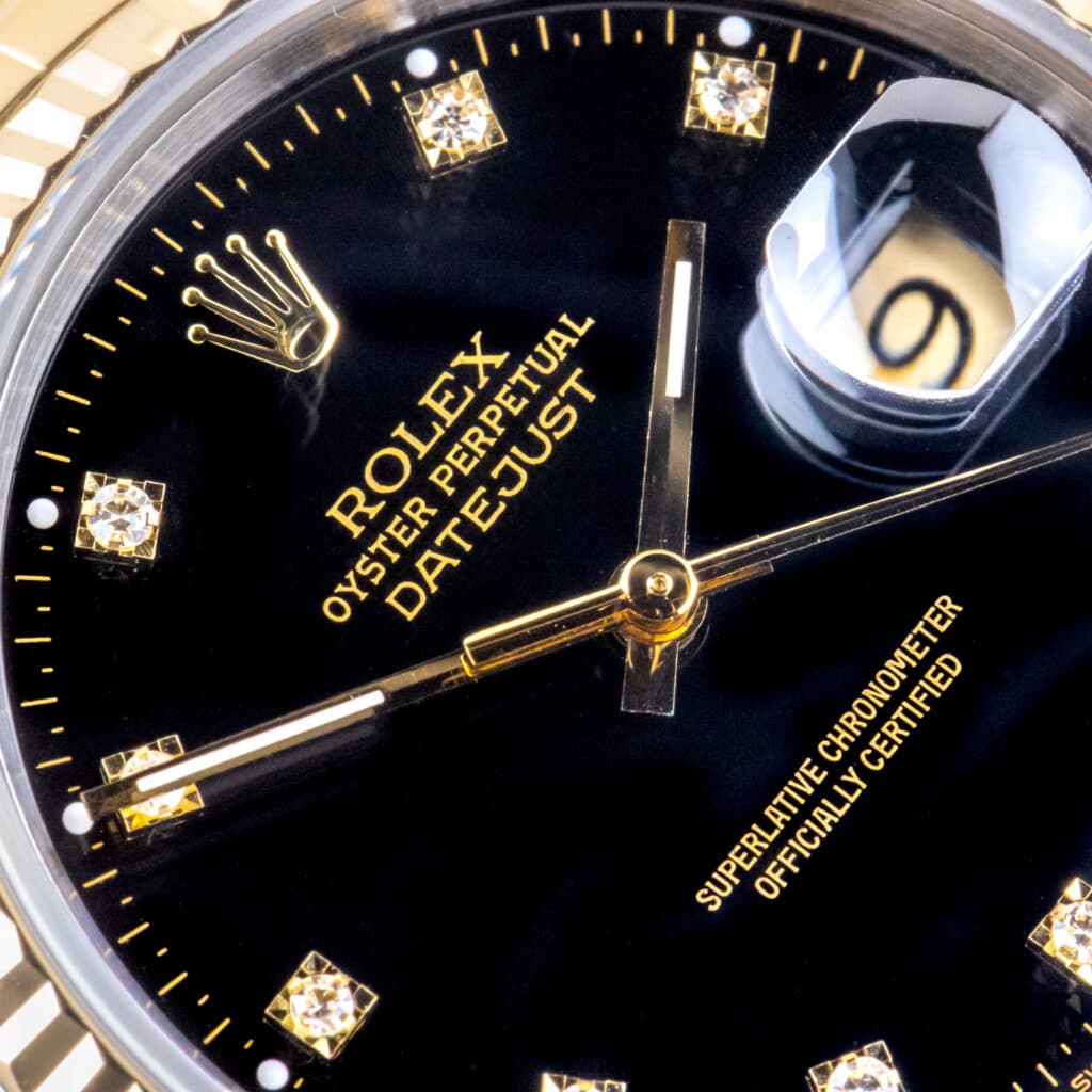 Alternative view of Rolex Oyster Perpetual Datejust Black Diamond 16233 1993 (Volledige Set)