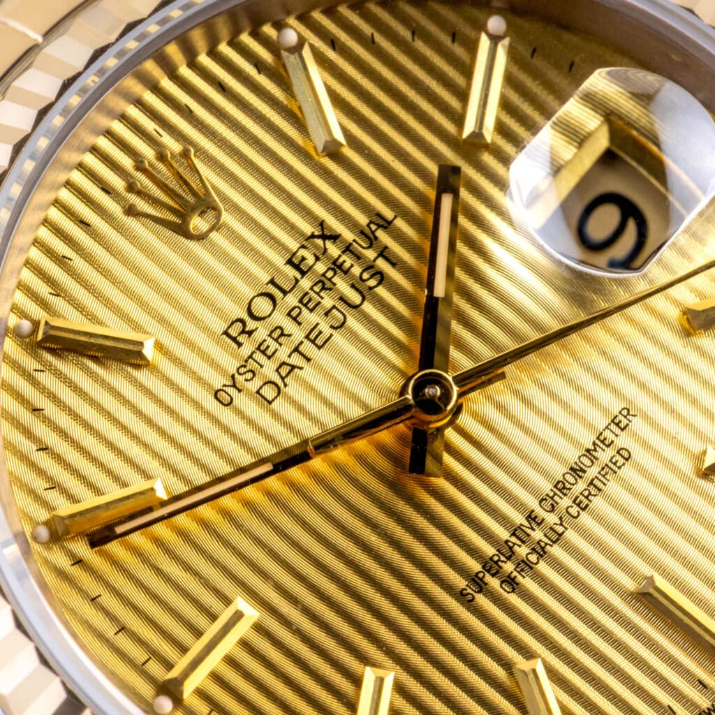 Alternative view of Rolex Oyster Perpetual Datejust Champagne Tapestry 16233 1990 (Volledige Set)