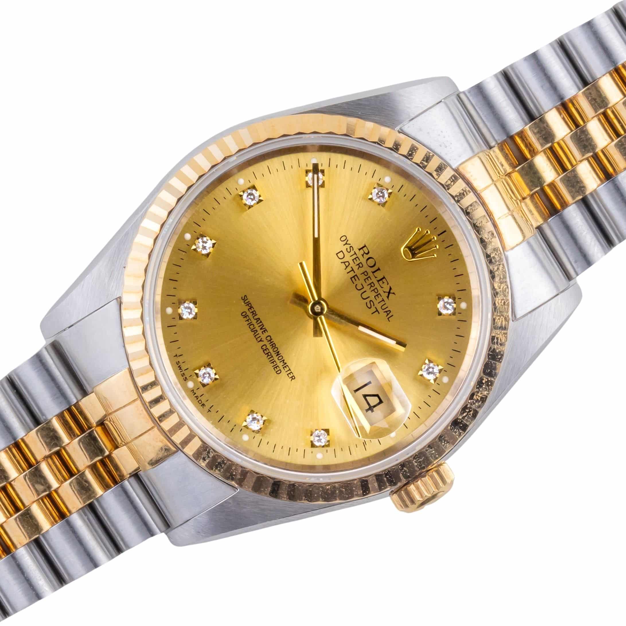 Rolex Oyster Perpetual Datejust Champagne Diamond 16233 1990 1 rolex-datejust-16233-118
