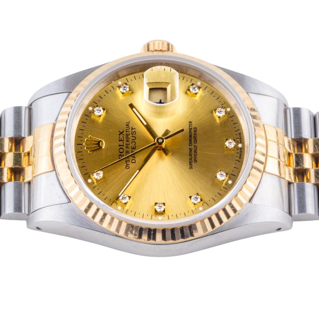 Rolex Oyster Perpetual Datejust Champagne Diamond 16233 1990 12 2E0B6126 1CG 3M Langedyk Vintage Watches