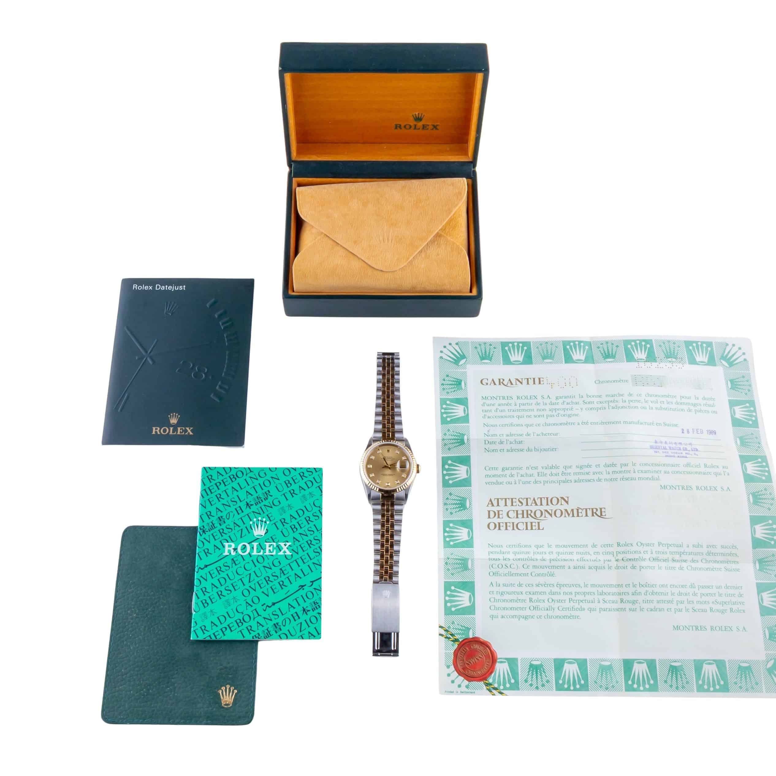 Rolex Oyster Perpetual Datejust Champagne Diamond 16233 1988 (Full Set) 8 2E0B6973 1CG 3M