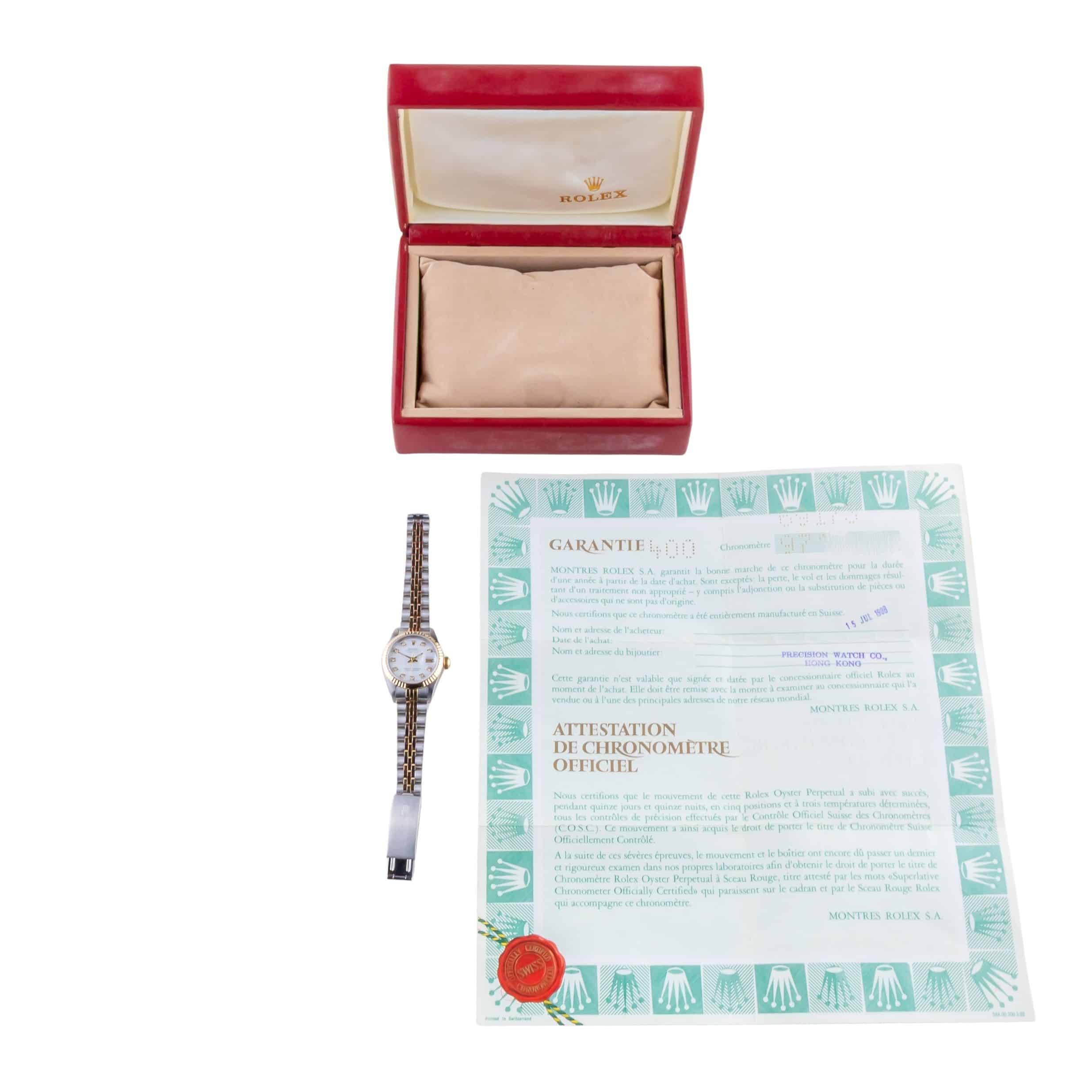 Rolex Lady-Datejust White Diamond 69173 1987 (Volledige Set) 8 Rolex Lady-Datejust White Diamond 69173 1987 (Volledige Set) - Afbeelding 8
