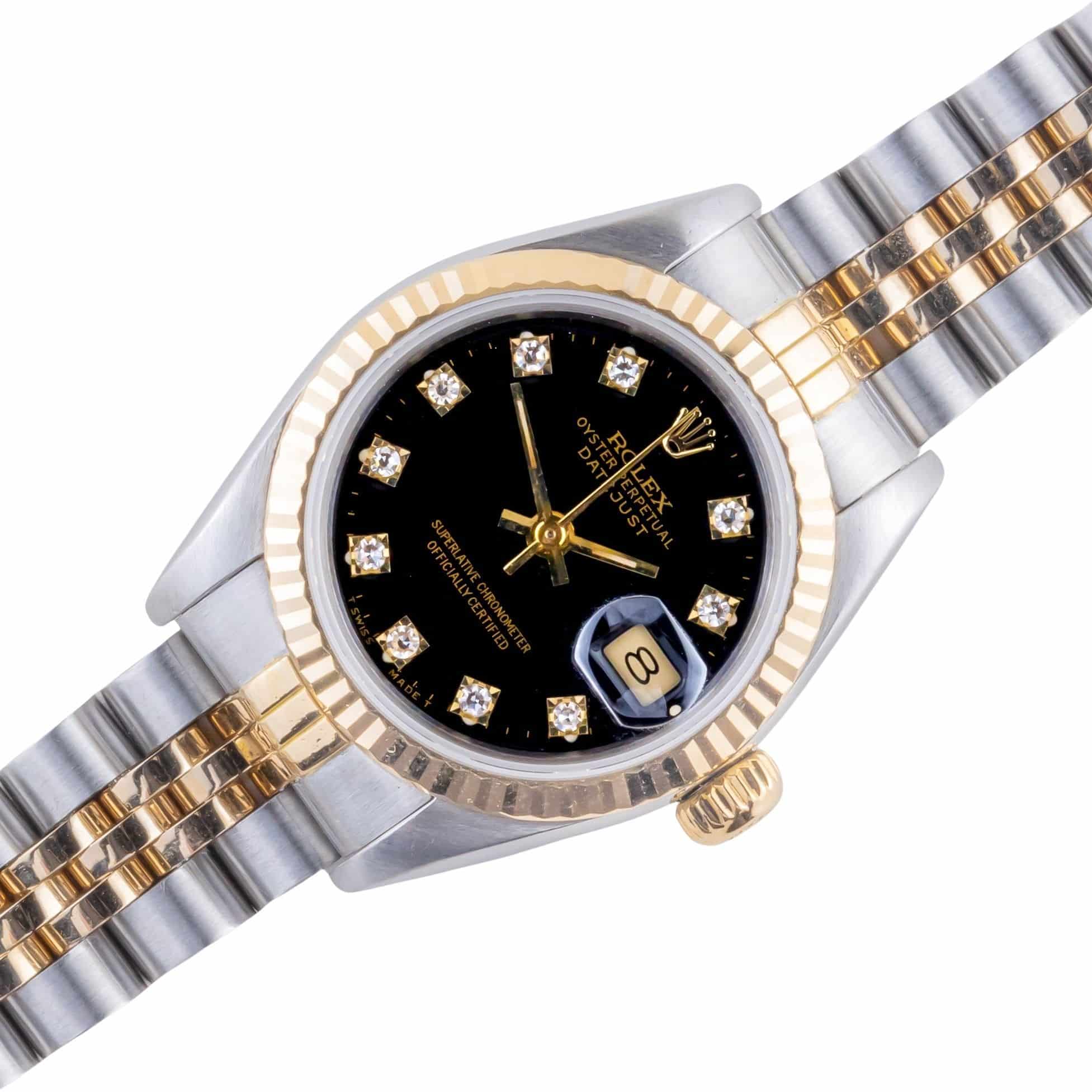 Rolex Lady-Datejust Black Diamond 69173 1990 (Volledige Set) 1 rolex-lady-datejust-69173-7