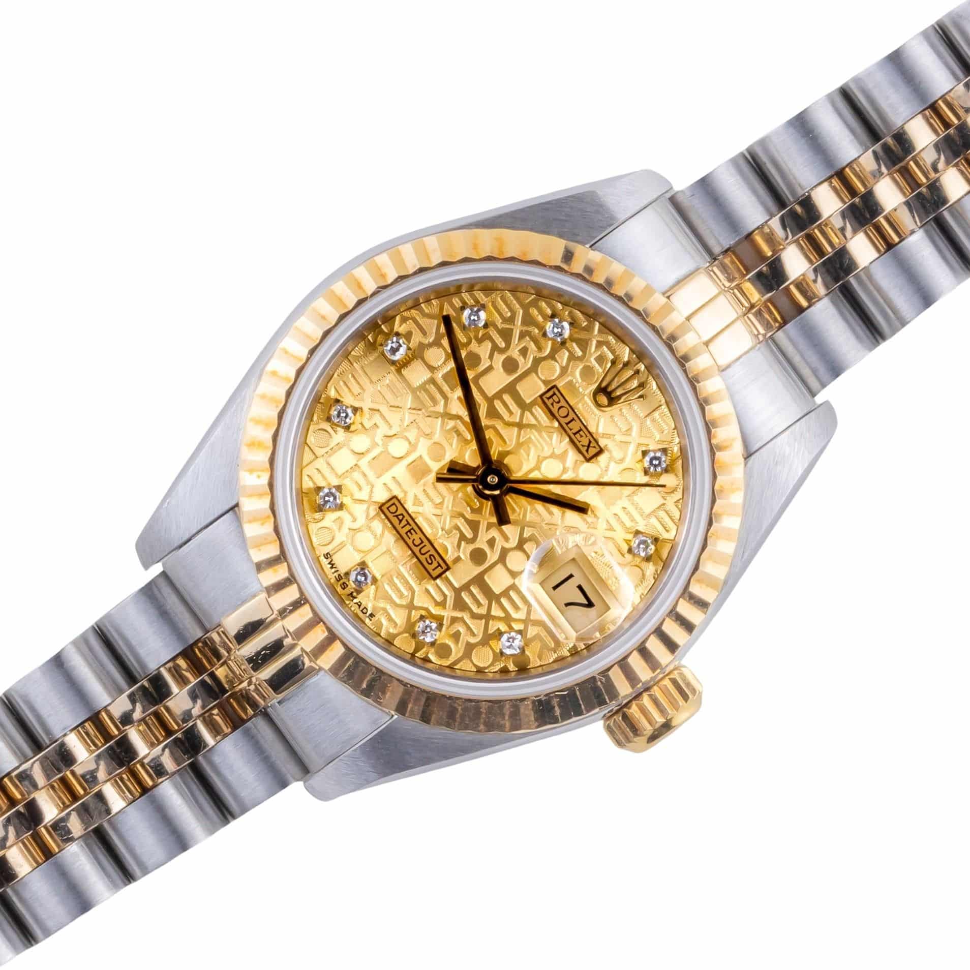 Rolex Lady-Datejust Logo Diamond 69173 1989 (Volledige Set) 1 rolex-lady-datejust-69173-92