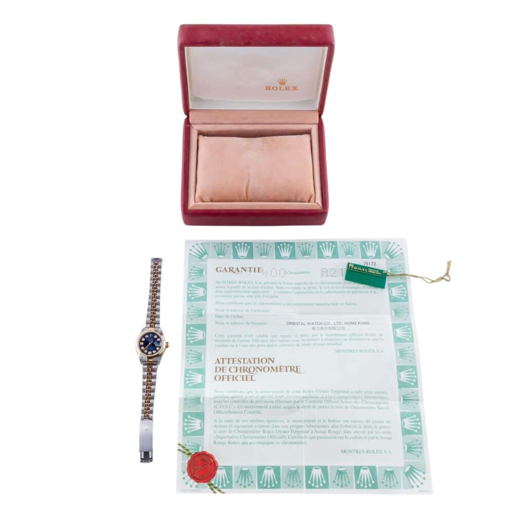 Rolex Lady-Datejust Blue Diamond 79173 1999 (Vollständiger Satz) 15 2E0B7367 1CG 3M Langedyk Vintage Watches