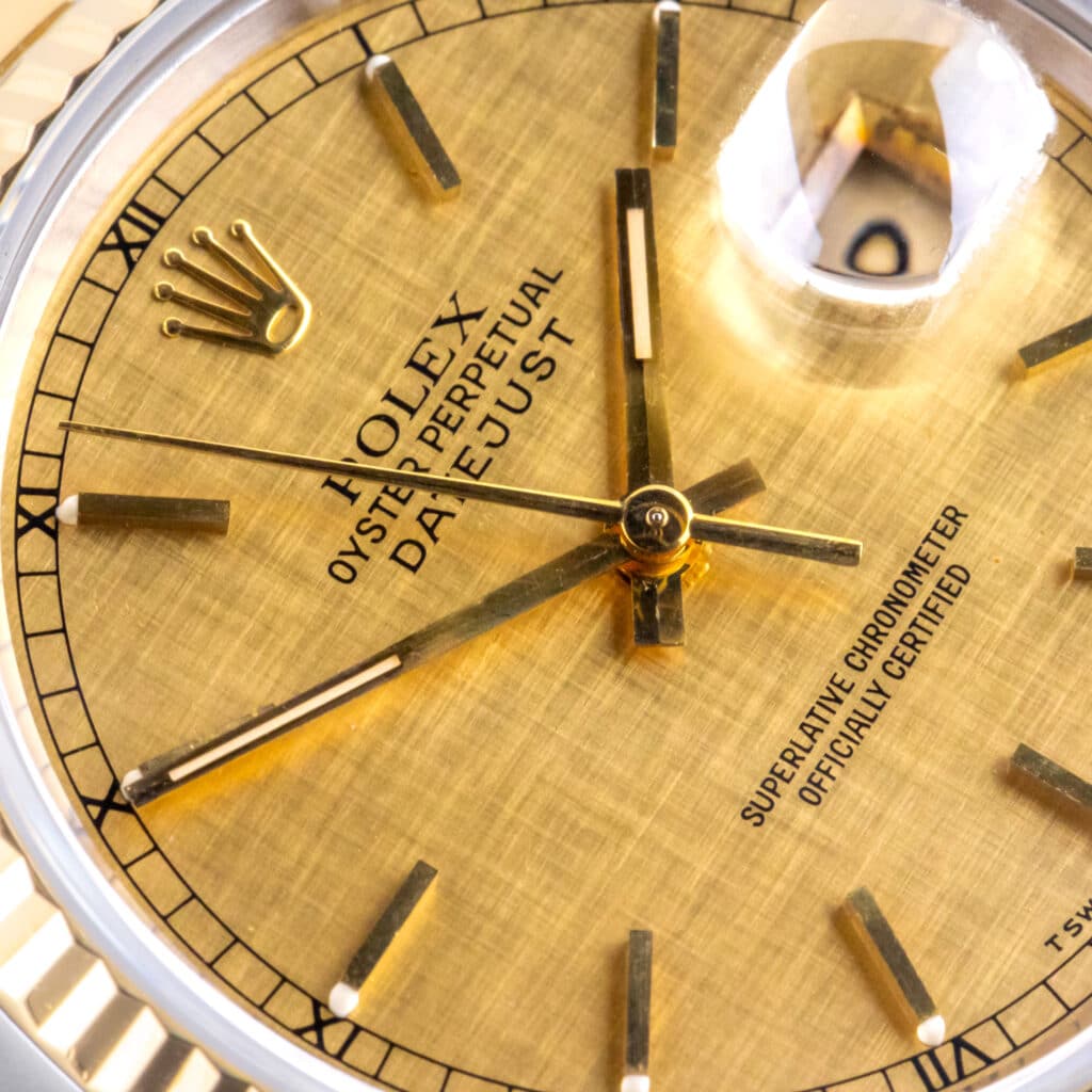 Alternative view of Rolex Oyster Perpetual Datejust Champagne Linen 16233 1991 (Volledige Set)