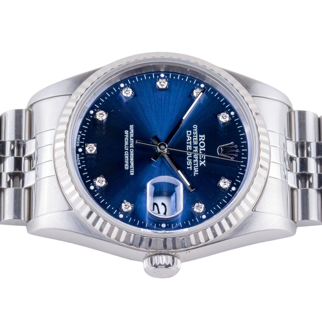 Rolex Oyster Perpetual Datejust Blue 16234 1997 (Vollständiger Satz) 13 3E0B0119 1CG 3M Langedyk Vintage Watches